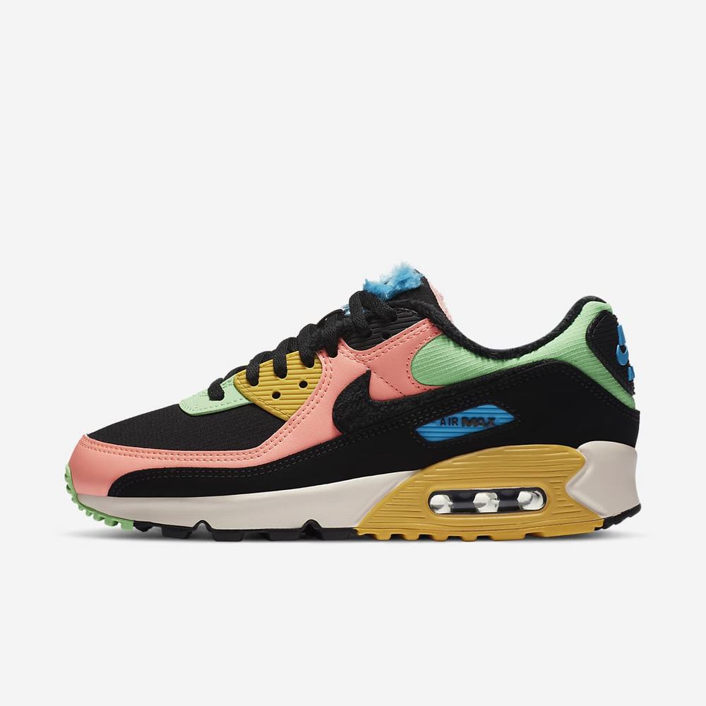 Sneakers Nike Air Max 90 Premium Rose 6483-025 Atomic Pink/Laser Blue/Solar Flare/Black Femme | LPD-10640412